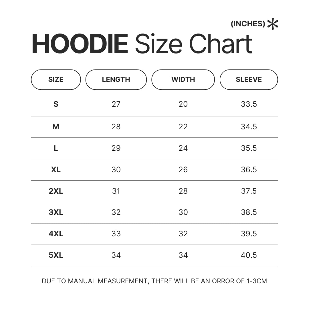 Hoodie Size Chart - The Cat Returns Store