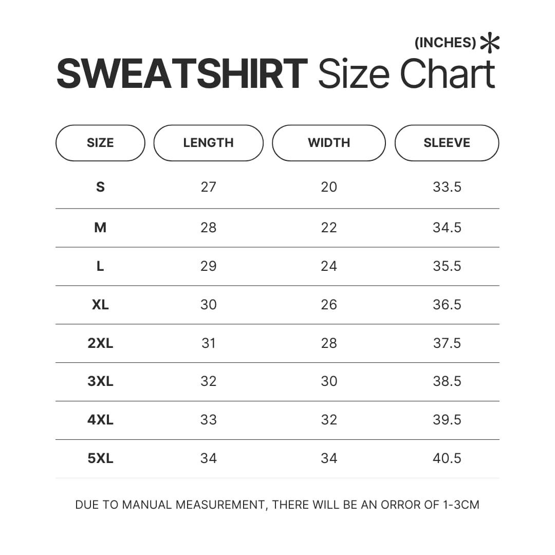 Sweatshirt Size Chart - The Cat Returns Store