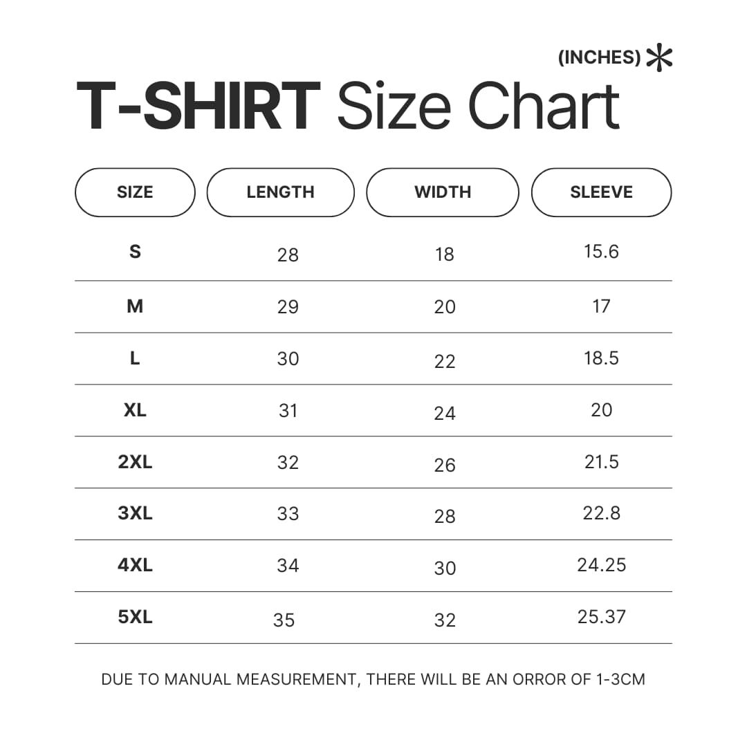 T shirt Size Chart - The Cat Returns Store